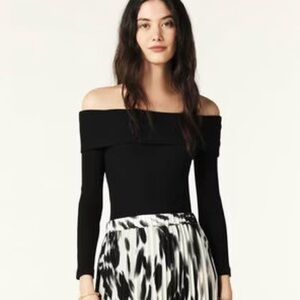 ba&sh Off shoulder Bardi Top Black Ribbed SMALL